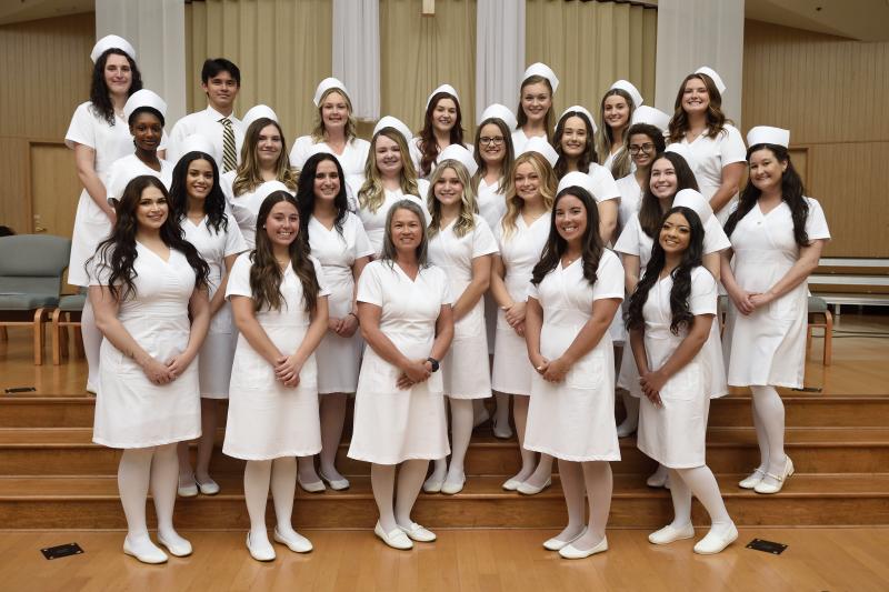 Margaret H. Rollins School of Nursing Class of 2023 members shown are in back (l-r) Julia Jordan, Nathaniel Signor, Hayley McCabe, Madisyn Williams, Sara Wallace, Jessica Rigby and Kirsten Taylor. In the third row are Vicky Murat, Lauren Gulbronson, Madison Hoehn, Makayla Hosler, Abby Olshenske and Sheena Stevenson. In the second row are Lillian Santana Lima, Emily Joynt, Ava Moroz, Carleigh Zerkle, Alexandra Marion and Sara Robinson. In front are Marissa Malone, Abigail Derrickson, Michelle Littleton, Gianna Vayda and Madison Tuttle. SUBMITTED PHOTO